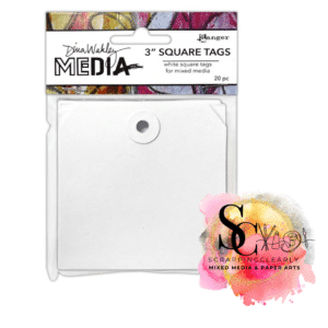 Dina Wakley MEdia Square Tags With Reinforced Holes - 3"