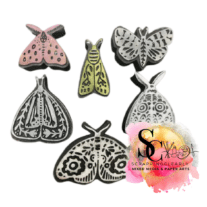 ArtFoamies Kae Pea | Mod Moths | Foam Stamps - Set of 6