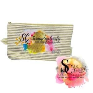 Scrappingclearly Pencil Case - Gold Striped Case SC Logo