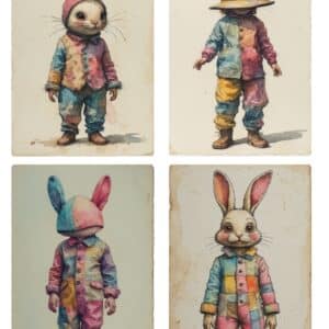 LUCKYfindings quartlets imagery Sheet -patchwork hare