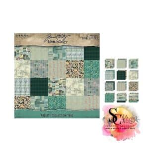 Idea-ology Tim Holtz 8 x 8 Paper Pack - Palette Collection Teal