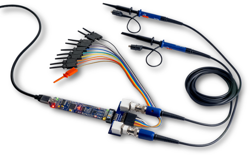 BitScope Micro Raspberry Pi Oscilloscope with Probes and Clips.