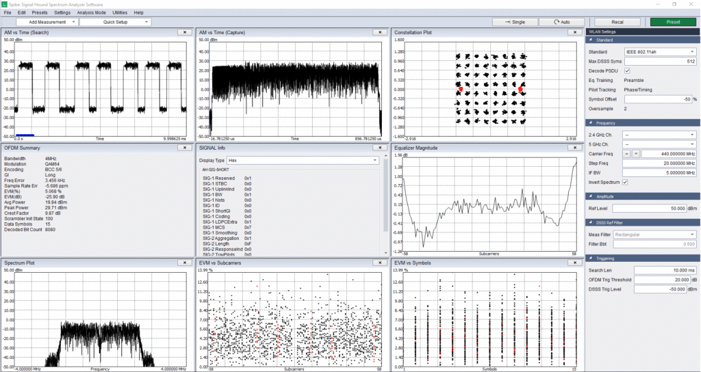Signal Hound Spike spectrum analyser test and measurement WLAN testing