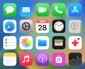 Apple Icons This image showcases Apple's custom icon design, as distinctly on brand without the logo or business name.