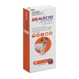 Bravecto Chew for Small Dogs 4.5kg-10kg (Orange)